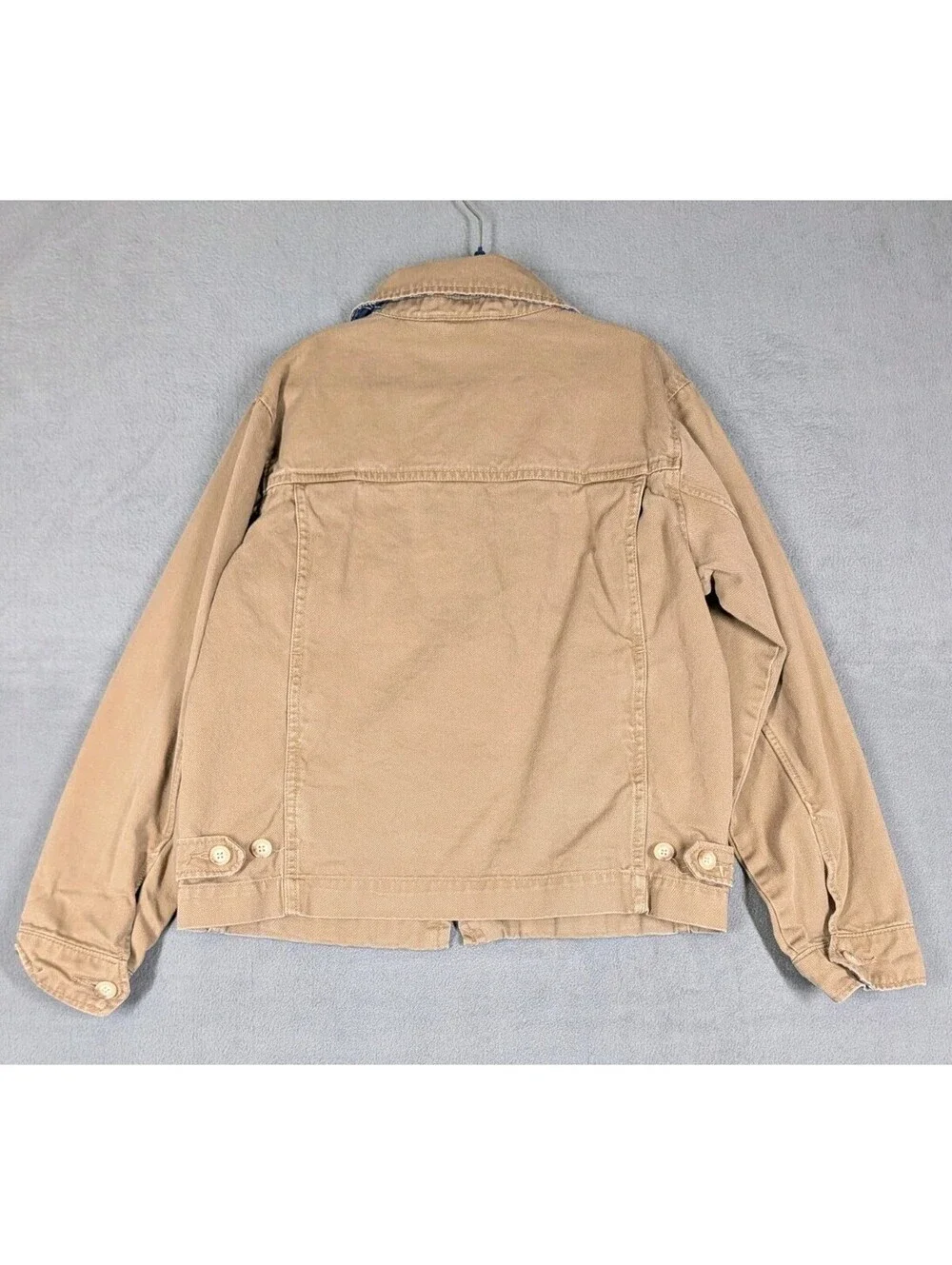 Polo Ralph Lauren Boys Youth S 10 Khaki Canvas Plaid Lined Jacket Coat Full Zip
